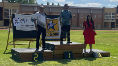 Luis Caidas, Benjamín Rodríguez y Sara Herrero en el podium